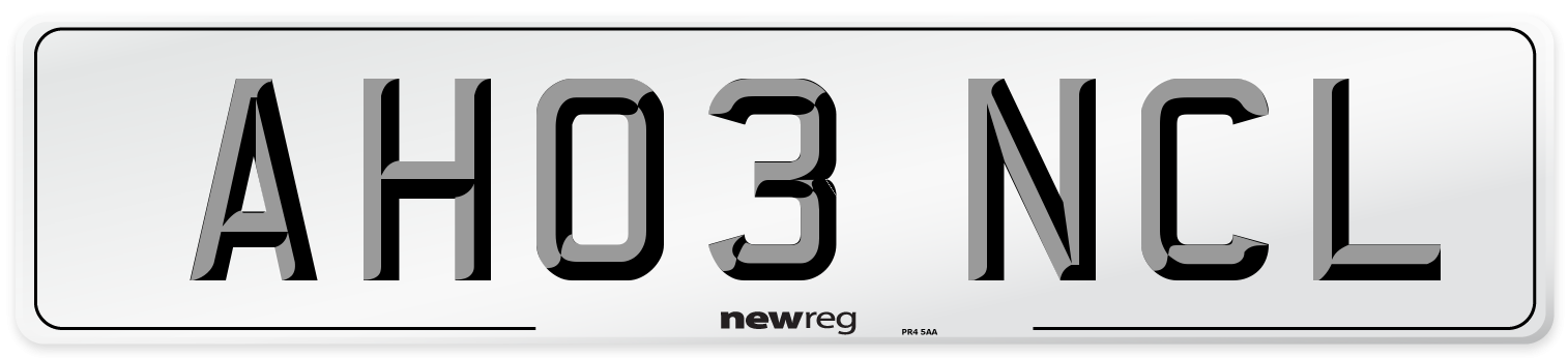AH03 NCL Number Plate from New Reg